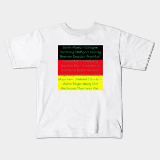 German Flag with Cities Kids T-Shirt